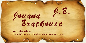 Jovana Bratković vizit kartica